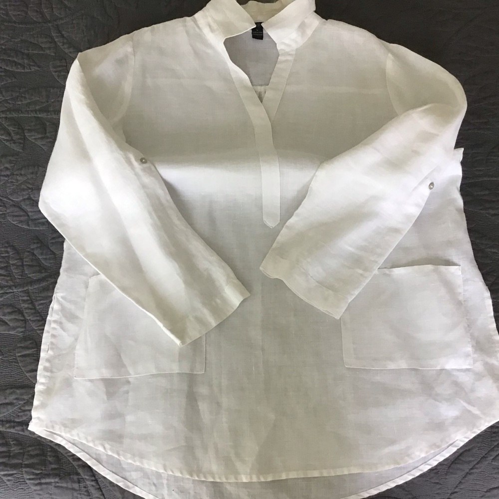 August Silk White Linen Tunic